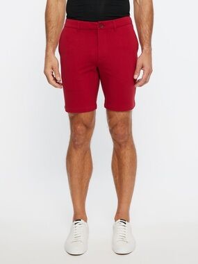 Postmarc Men's Flat-Front  8”Red Stretch Knit Shorts